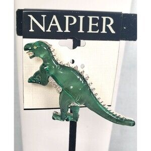 Napier Zilla Acylic Crystal Rhinestone Godzilla Brooch New on Card